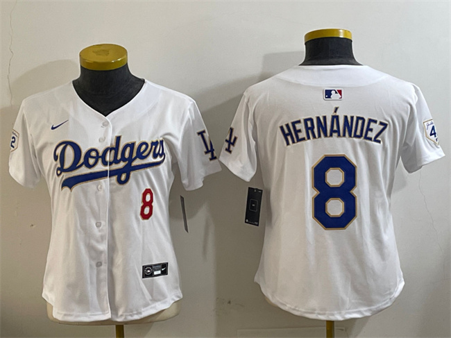 Youth Los Angeles Dodgers #8 Enrique Hernández White 2024 Jackie Robinson Patch Limited Stitched Baseball Jersey Youth Los Angeles Dodgers #8 Enrique Hernández White 2024 Jackie Robinson Patch Limited Stitched Baseball Jersey